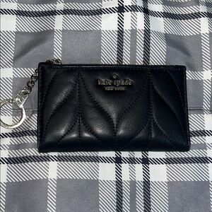 kate spade Quilted Black Leather Key Wallet with Chain